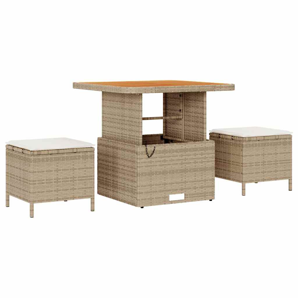 Garden Dining Set Beige Poly rattan