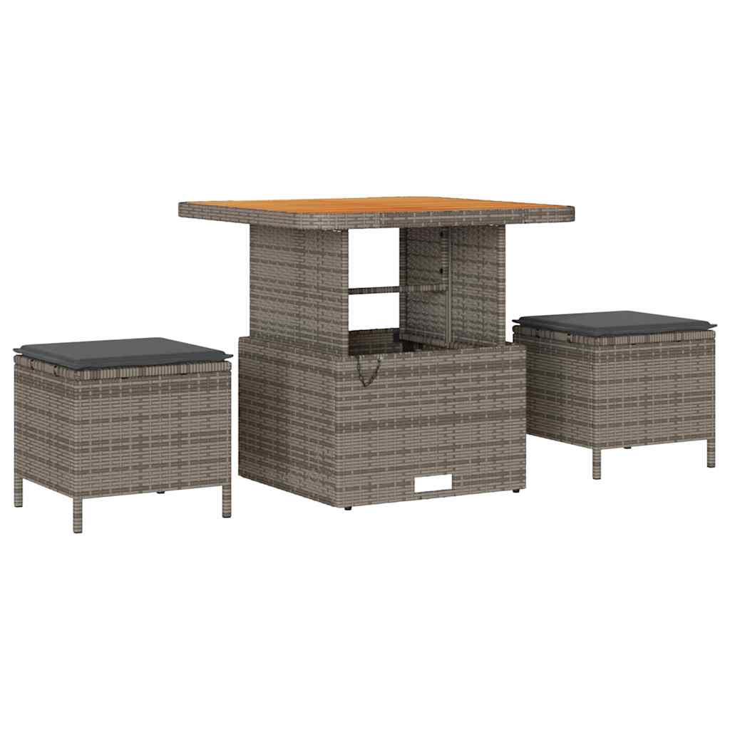 Garden Dining Set Grey Poly rattan
