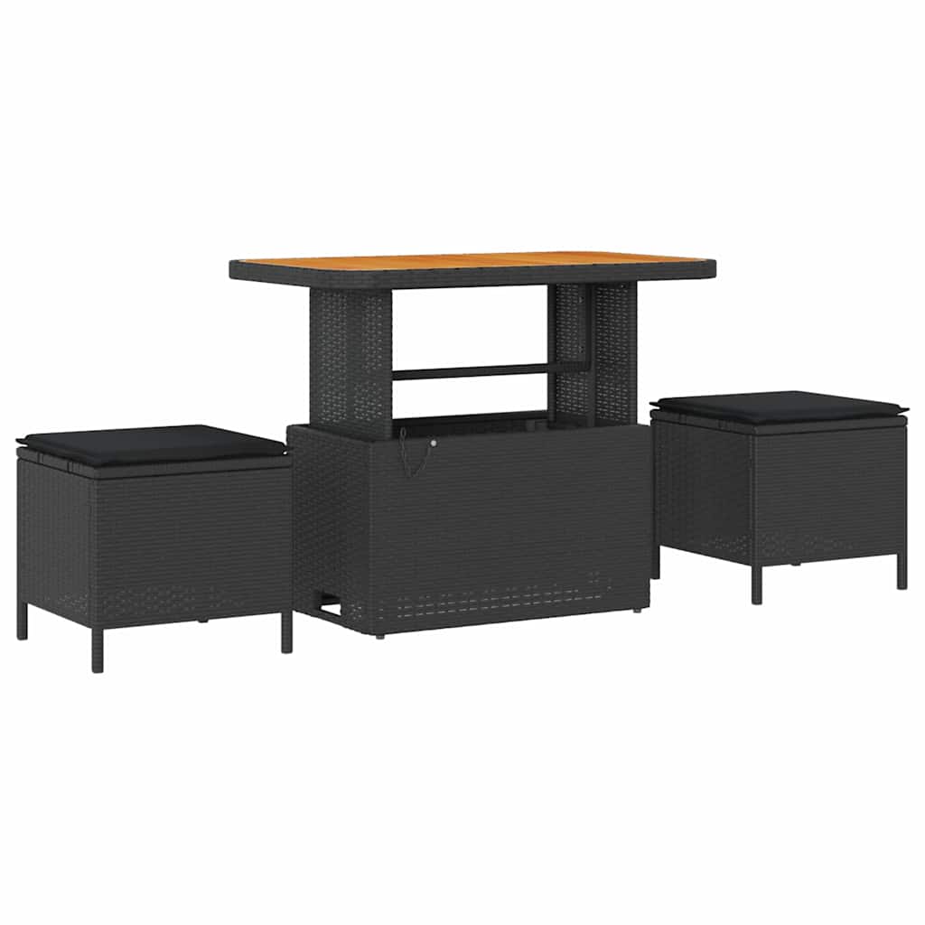 Garden Dining Set Black Poly rattan