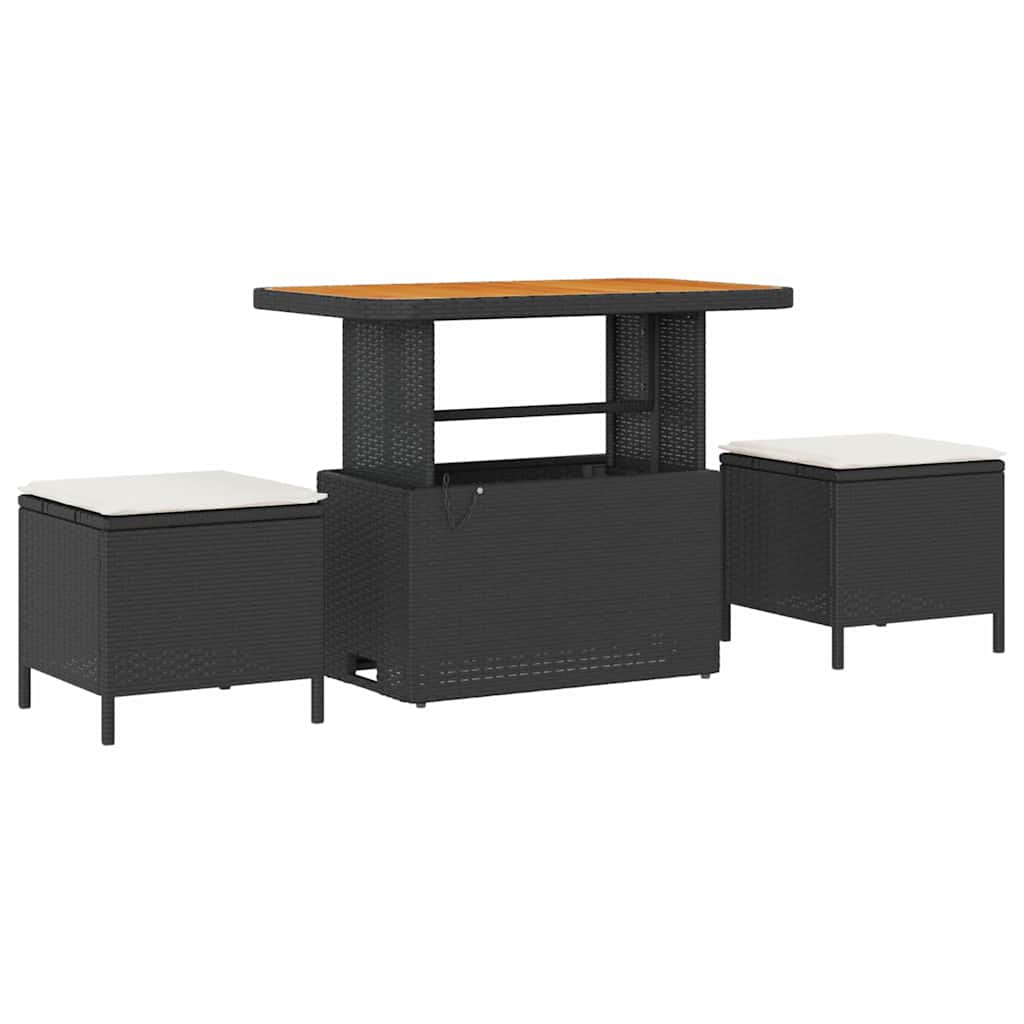 Garden Dining Set Black Poly rattan