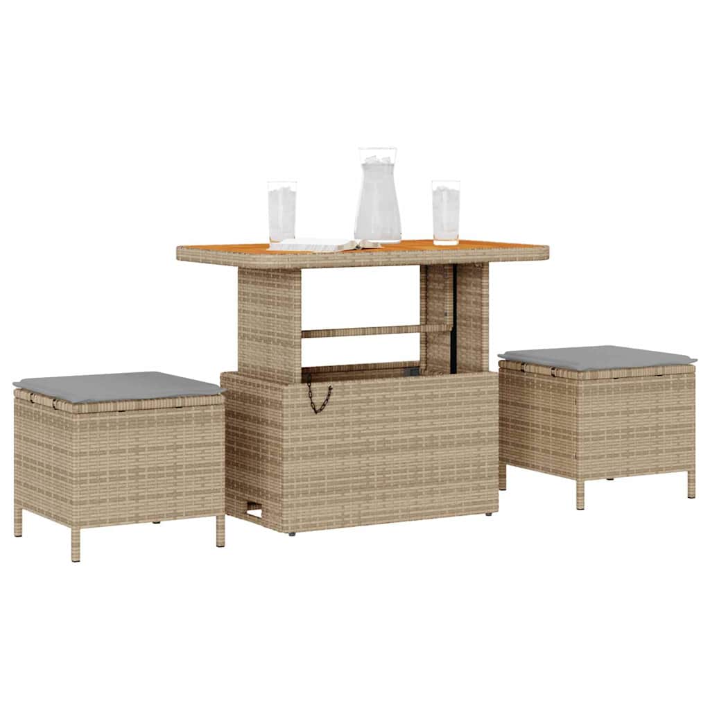 Garden Dining Set Beige Poly rattan