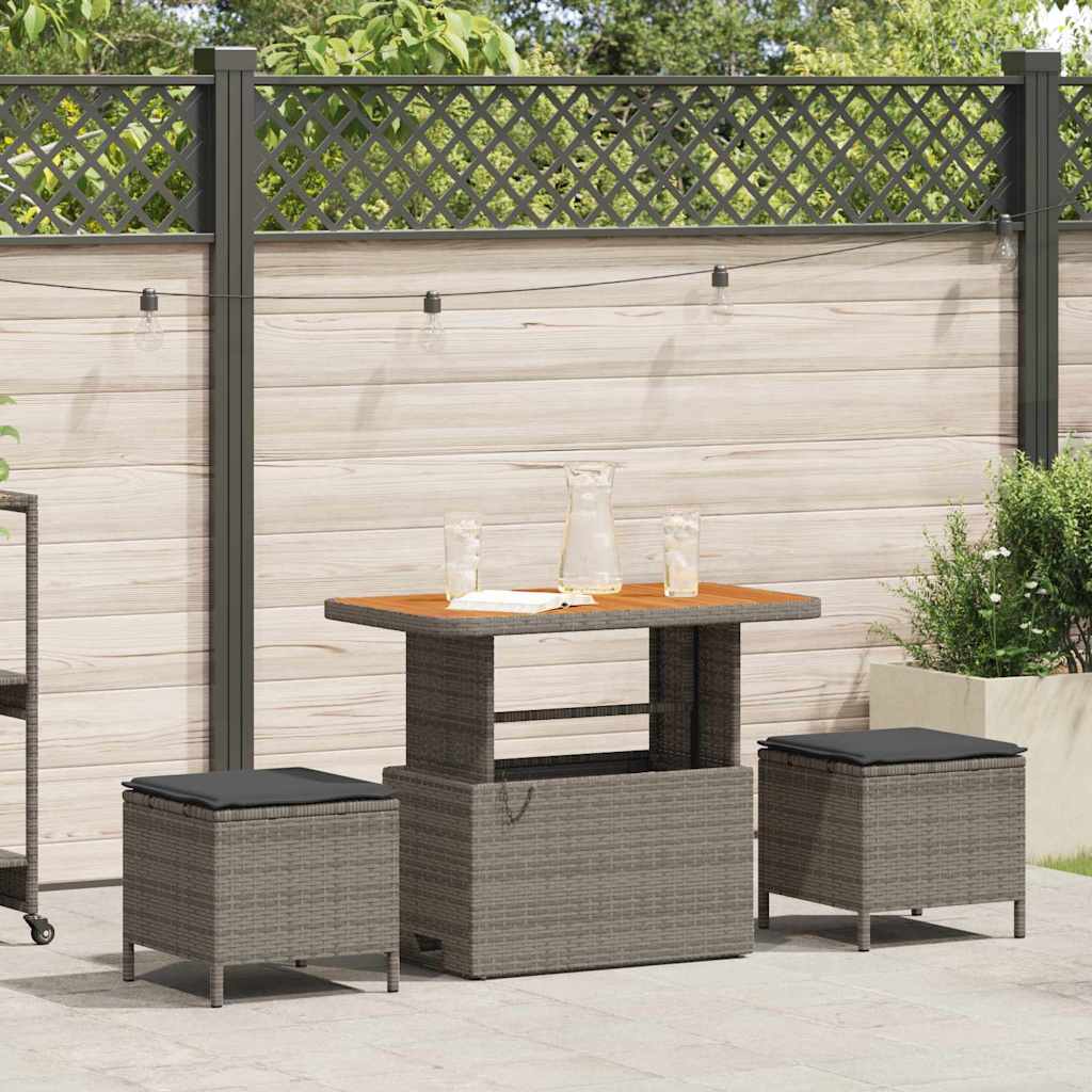 Garden Dining Set Grey Poly rattan