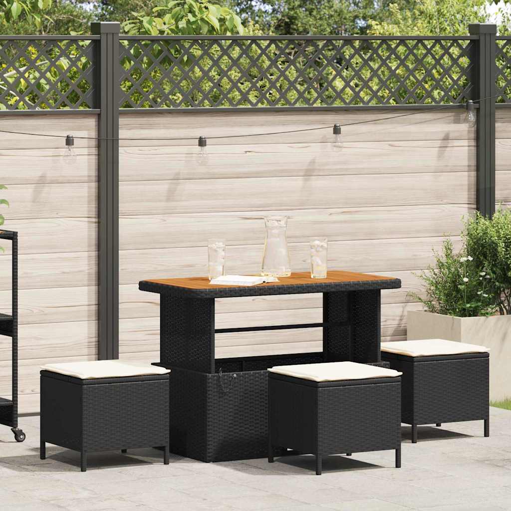 Garden Dining Set Black Poly rattan