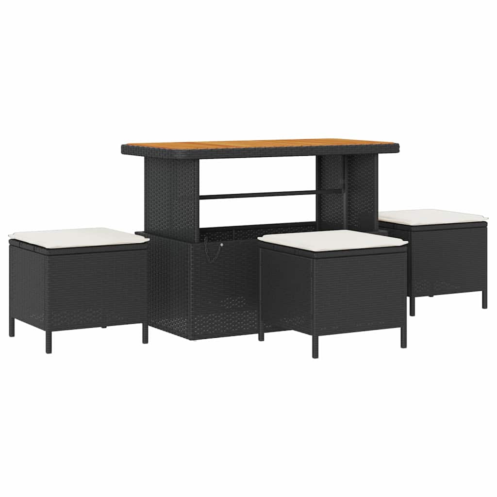 Garden Dining Set Black Poly rattan