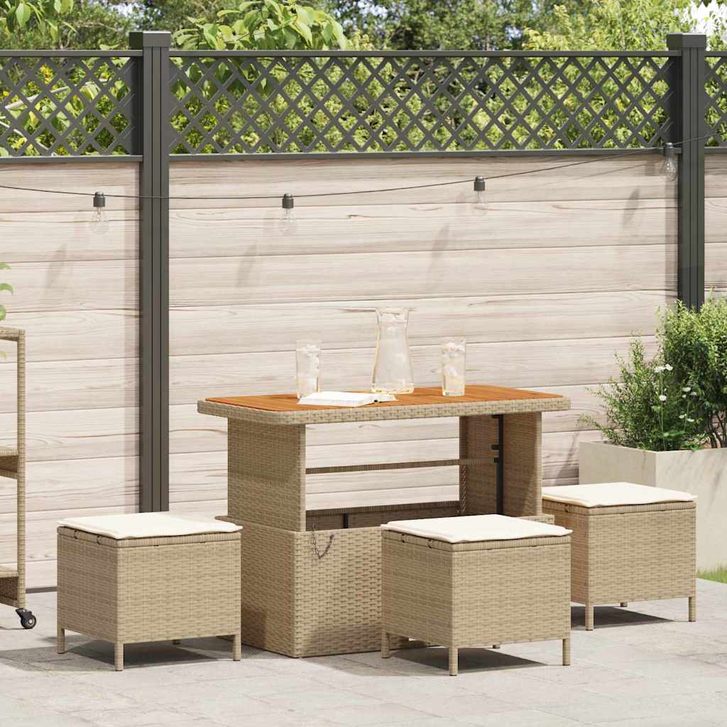 Garden Dining Set Beige Poly rattan