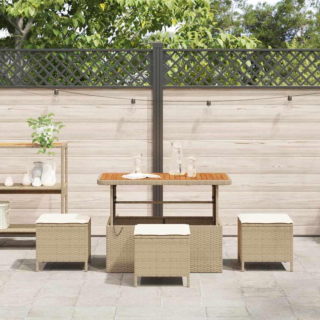 Garden Dining Set Beige Poly rattan