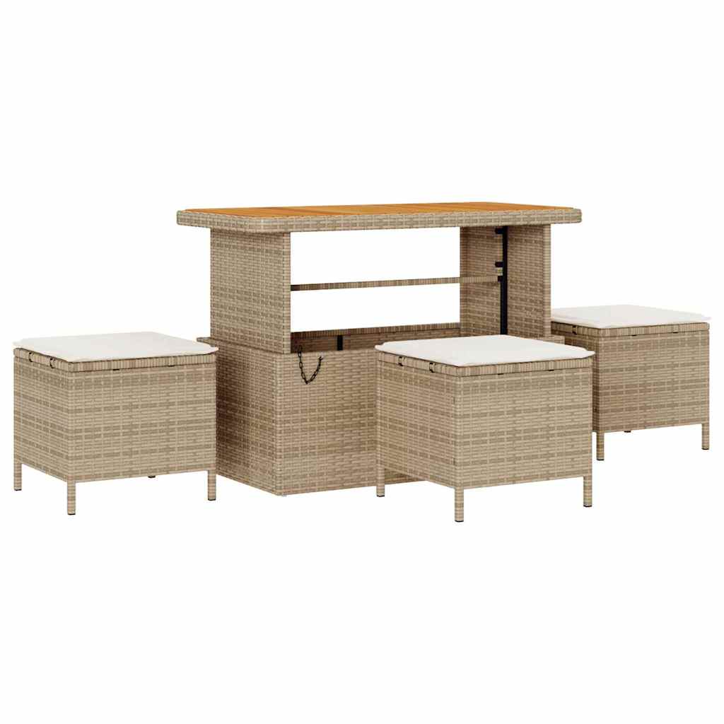 Garden Dining Set Beige Poly rattan