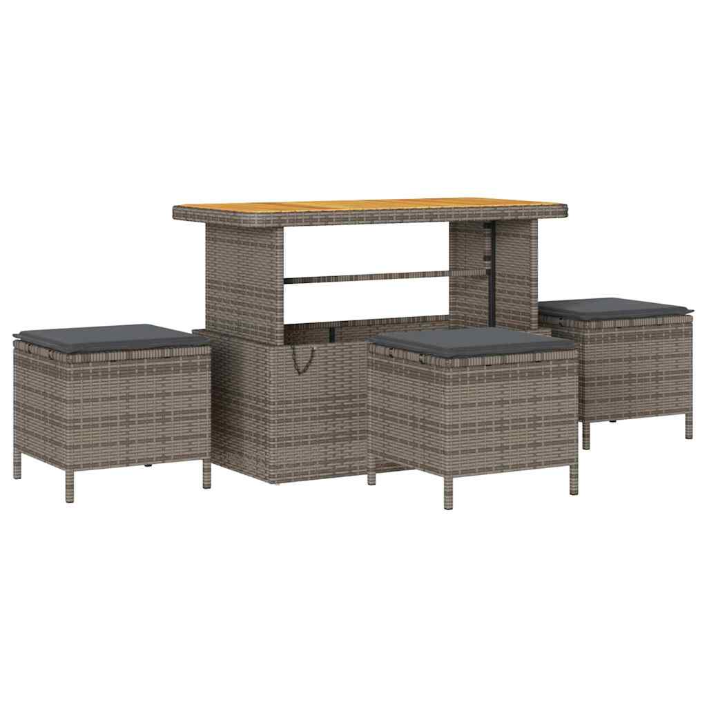 Garden Dining Set Grey Poly rattan