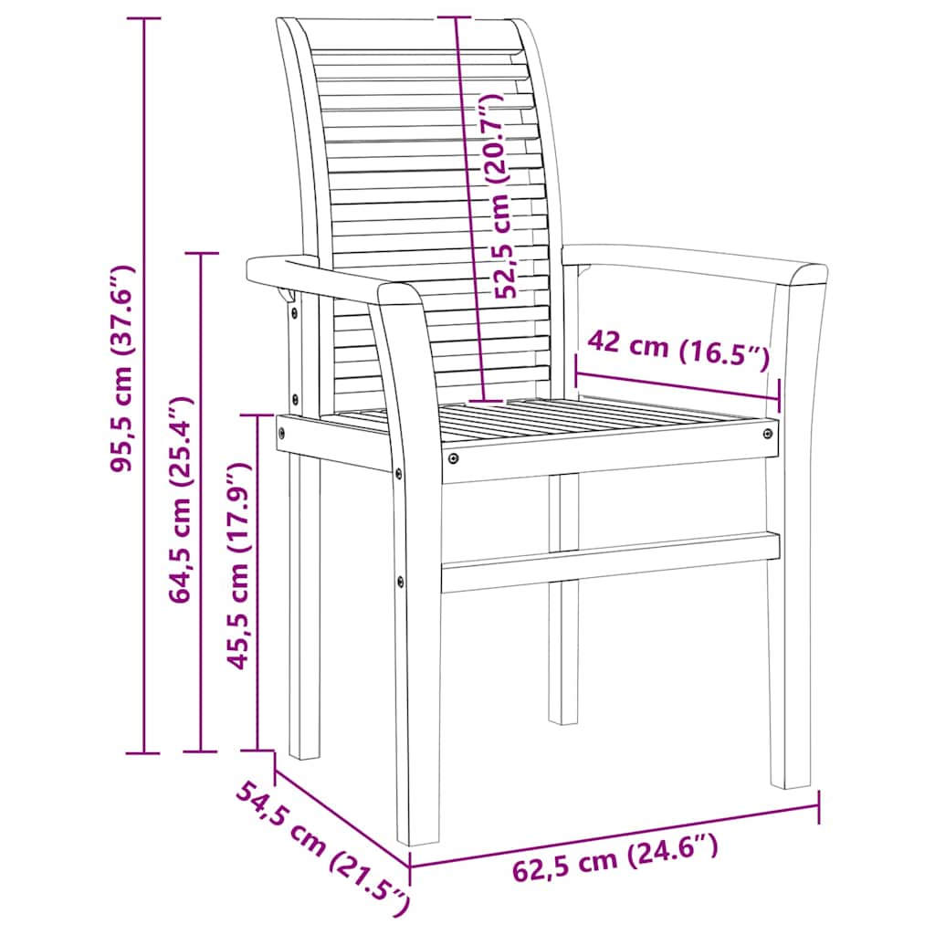 Stacking Garden Chair Brown 62.5 x 54.5 x 95.5 cm