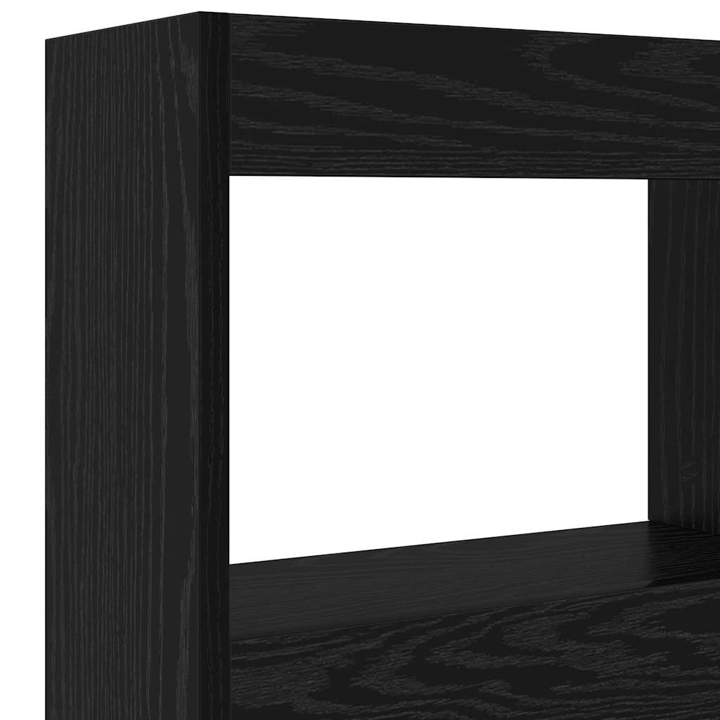 Headboard Cabinet with LED Black oak 122 x 17 x 102 cm