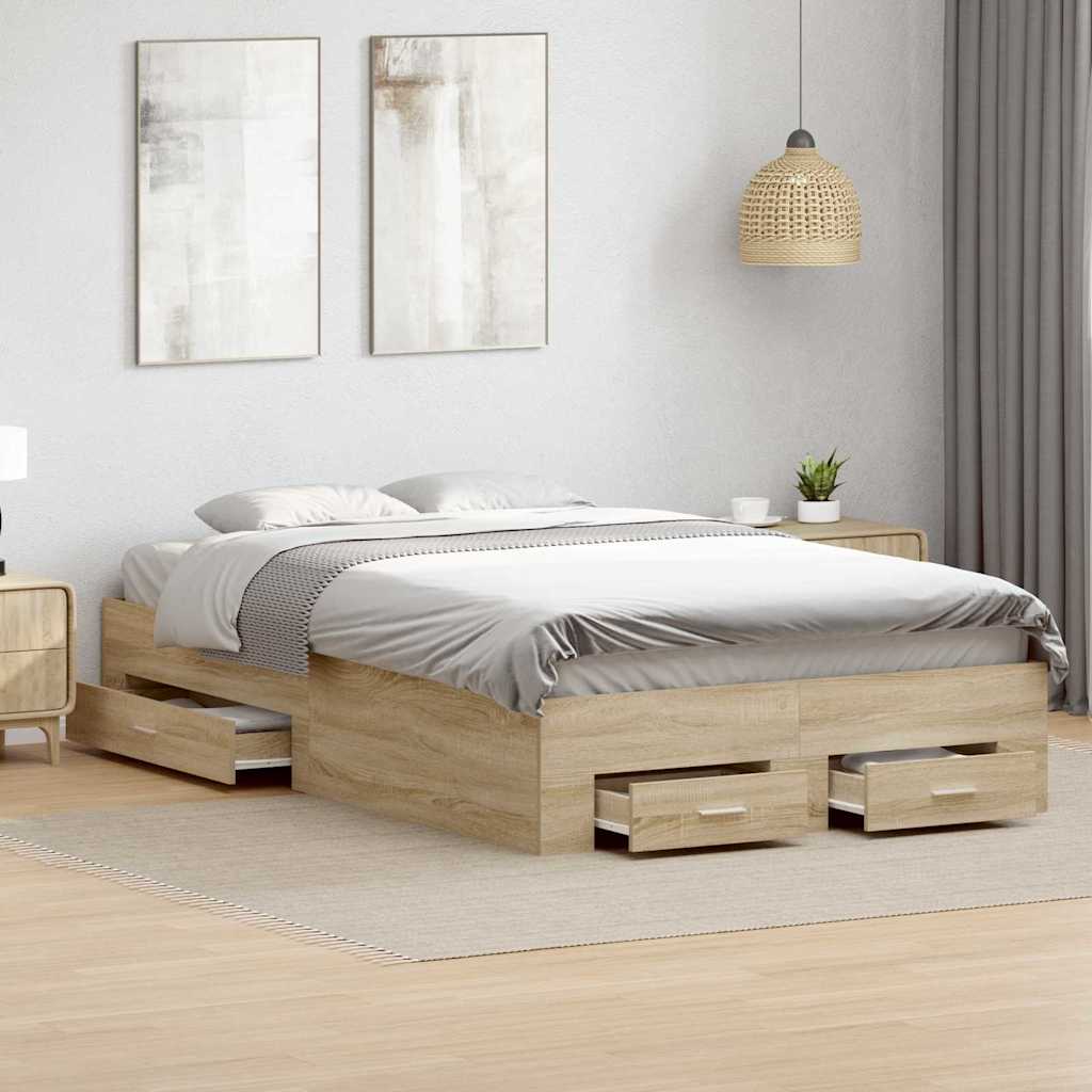Bed Frame Brown 140 x 200 cm Engineered wood