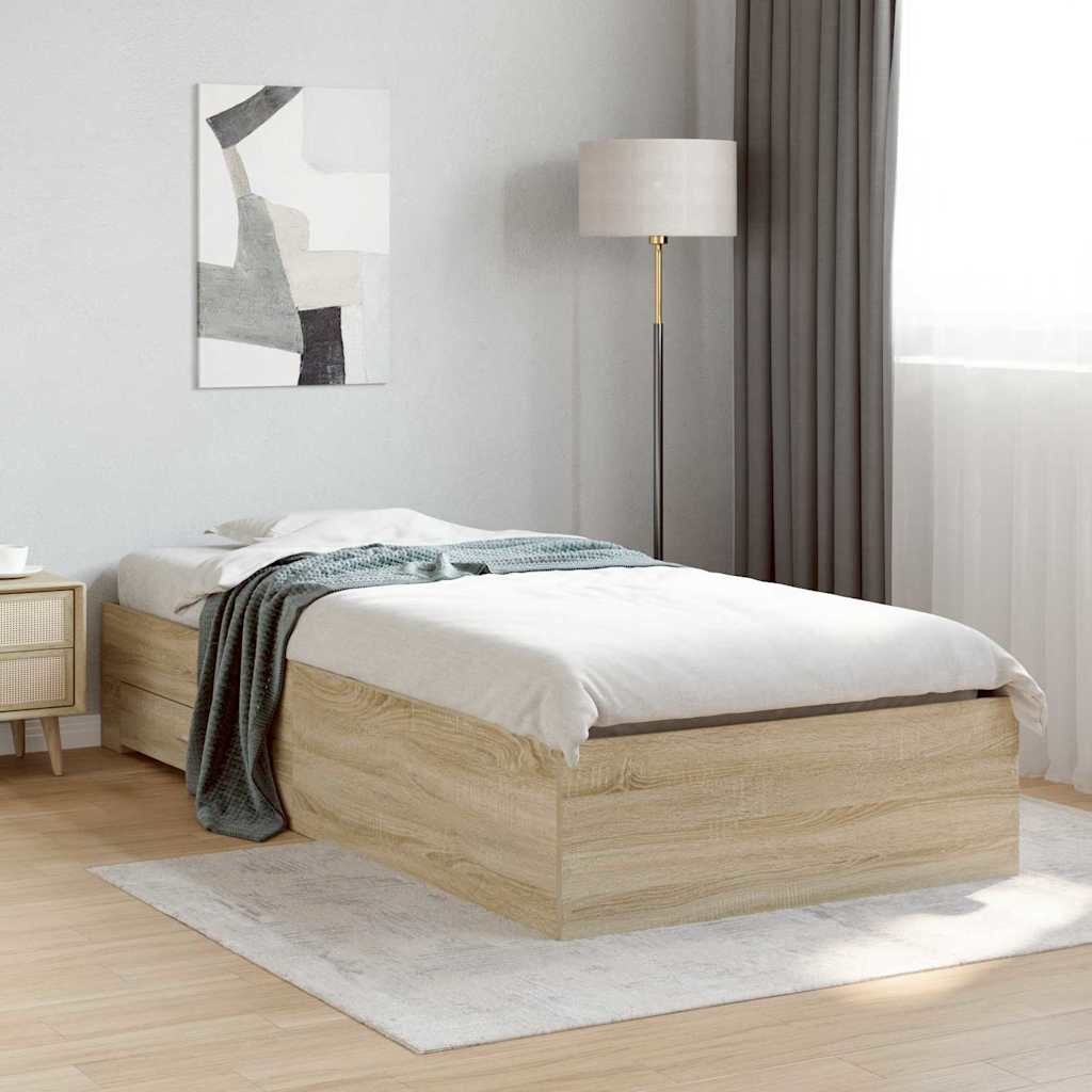 Bed Frame Brown 90 x 190 cm Engineered wood