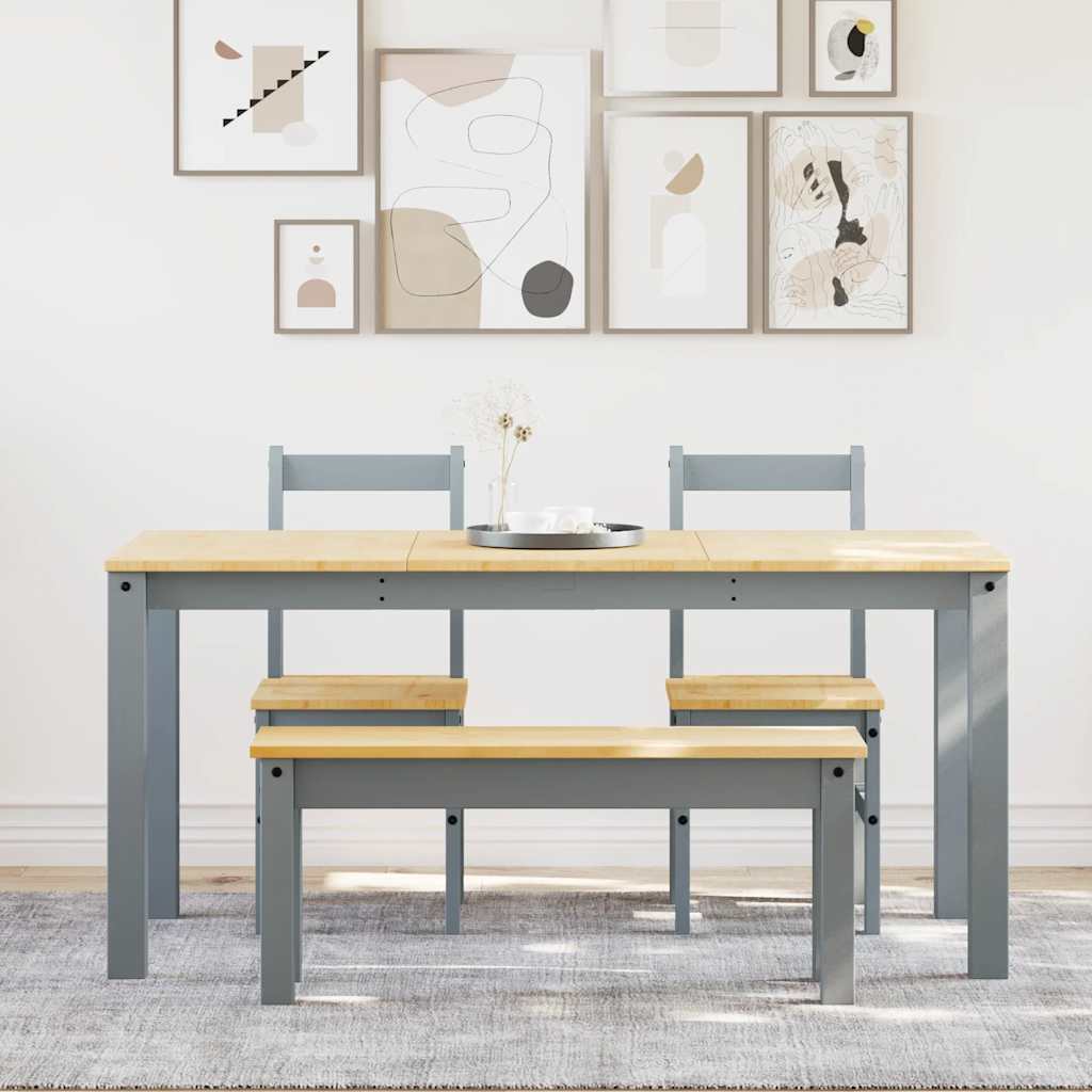4 Piece Dining Set Panama Grey Solid Wood Pine