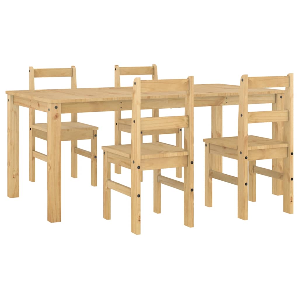 5 Piece Dining Set Panama Solid Wood Pine