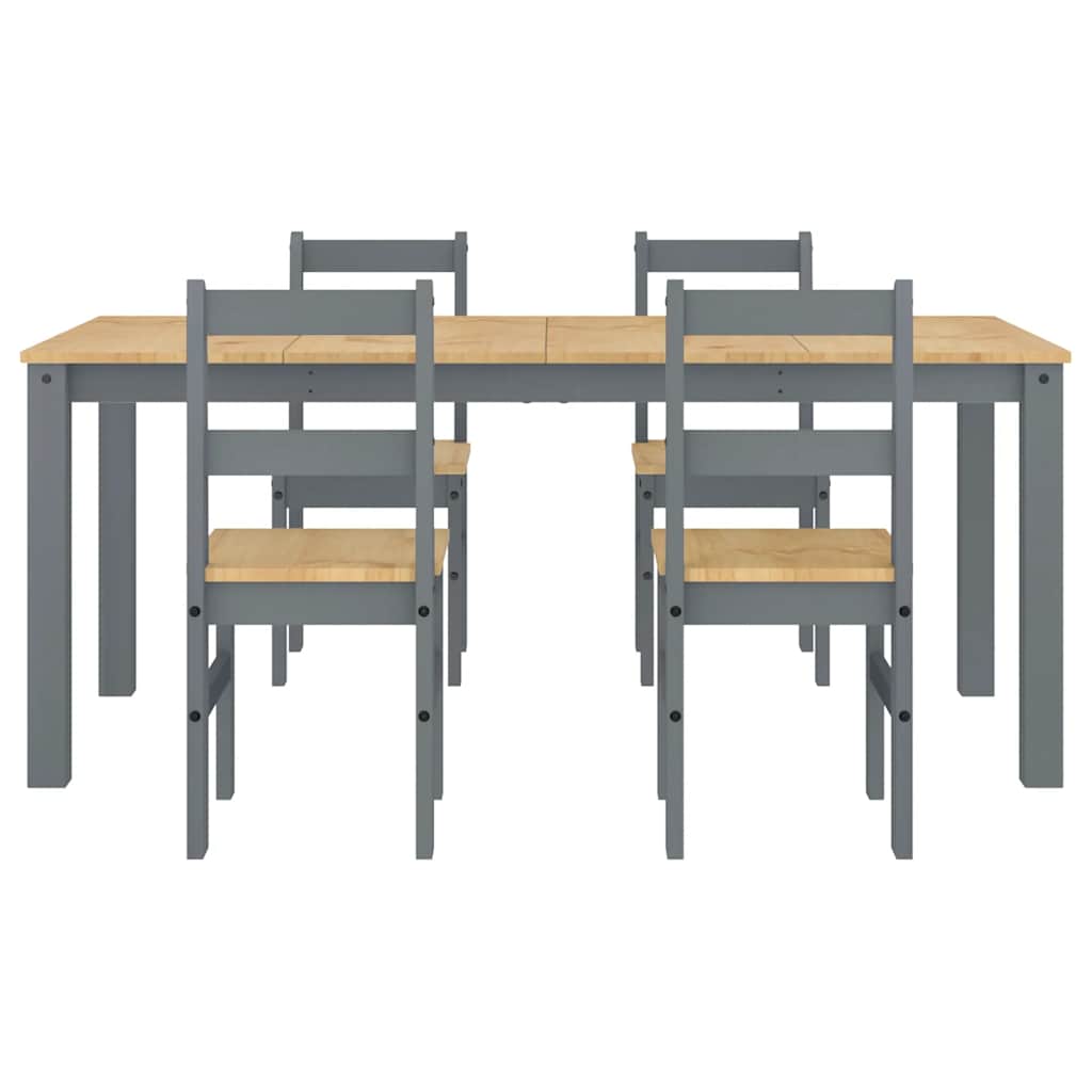 5 Piece Dining Set Panama Grey Solid Wood Pine