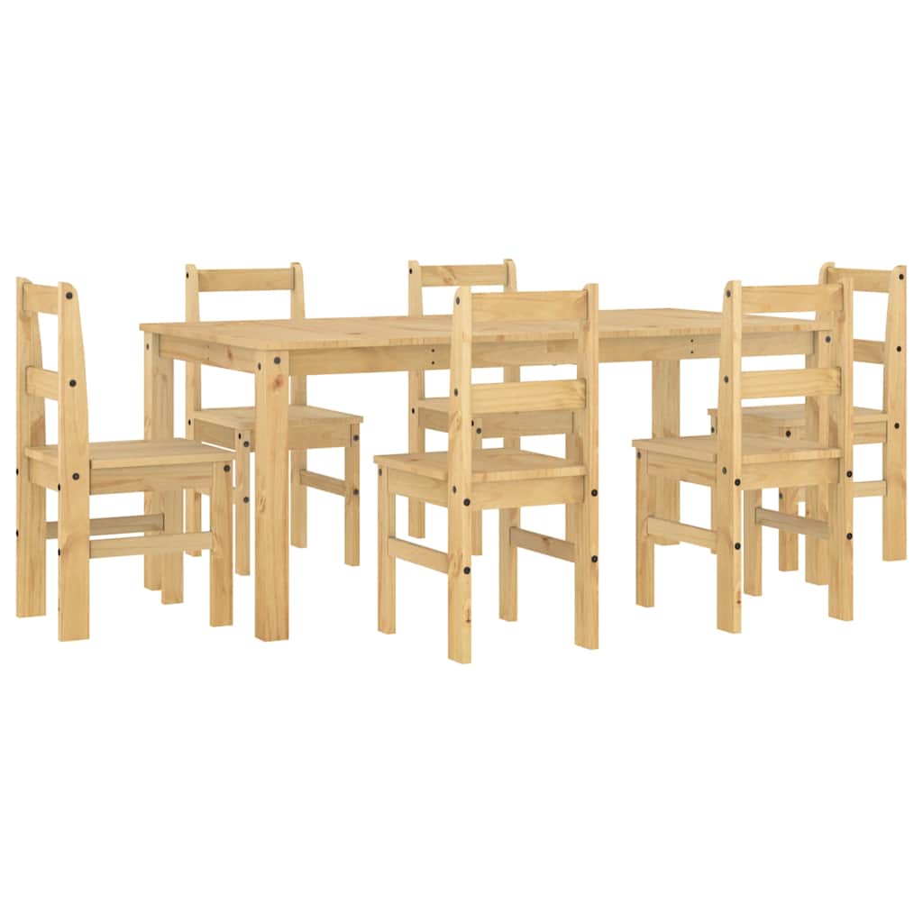 7 Piece Dining Set Panama Solid Wood Pine