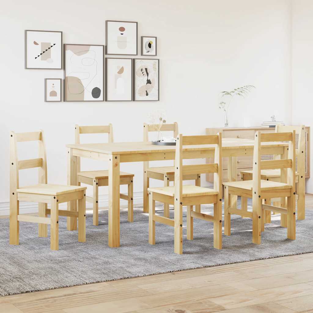 7 Piece Dining Set Panama Solid Wood Pine