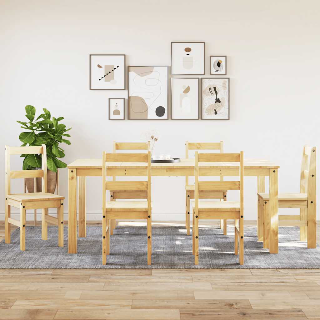 7 Piece Dining Set Panama Solid Wood Pine