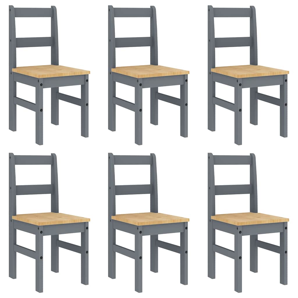 7 Piece Dining Set Panama Grey Solid Wood Pine