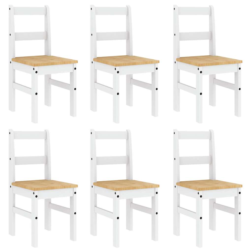 7 Piece Dining Set Panama White Solid Wood Pine
