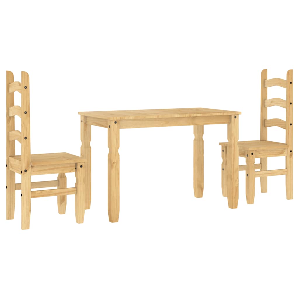 3 Piece Dining Set Panama Solid Wood Pine