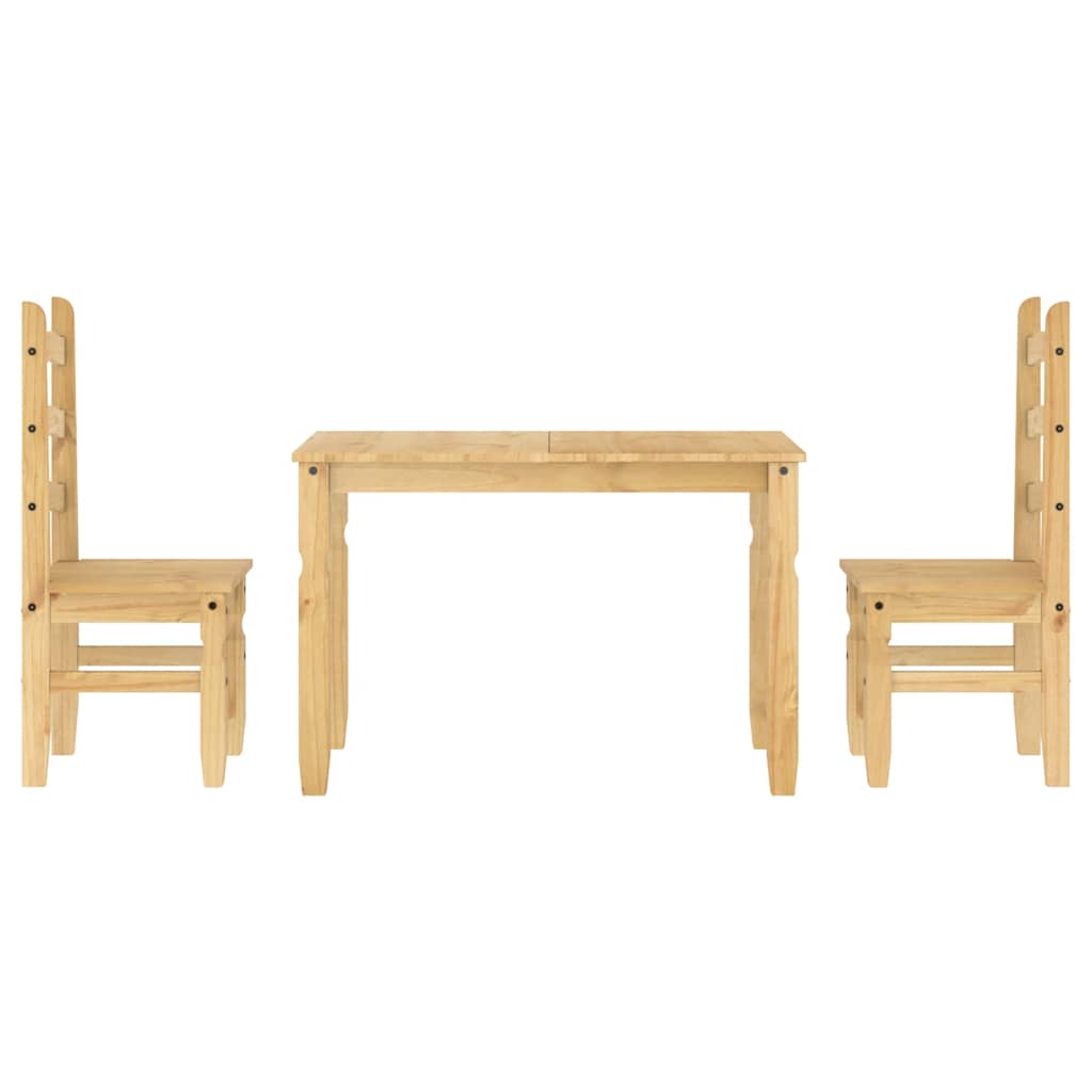 3 Piece Dining Set Panama Solid Wood Pine