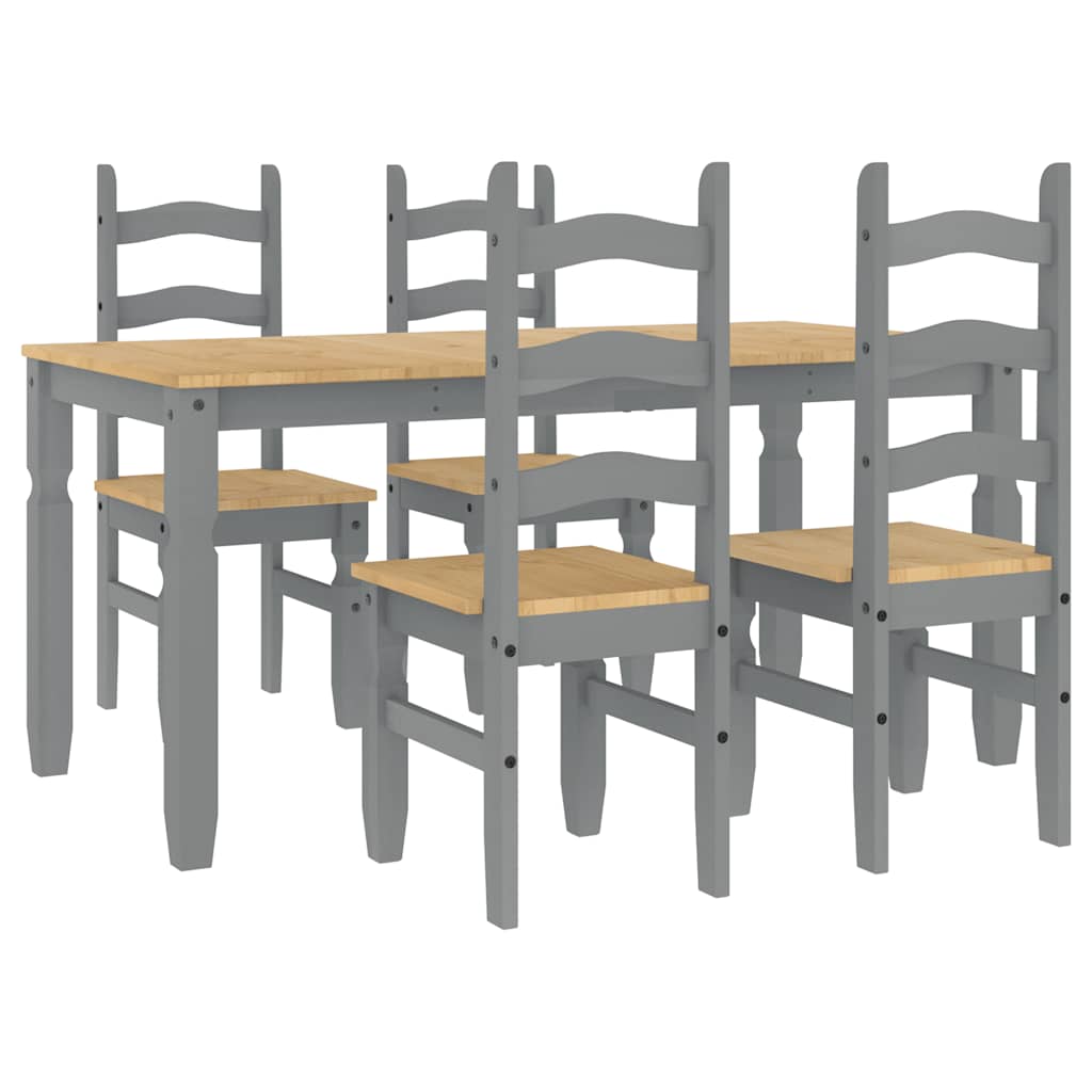 5 Piece Dining Set Panama Grey Solid Wood Pine