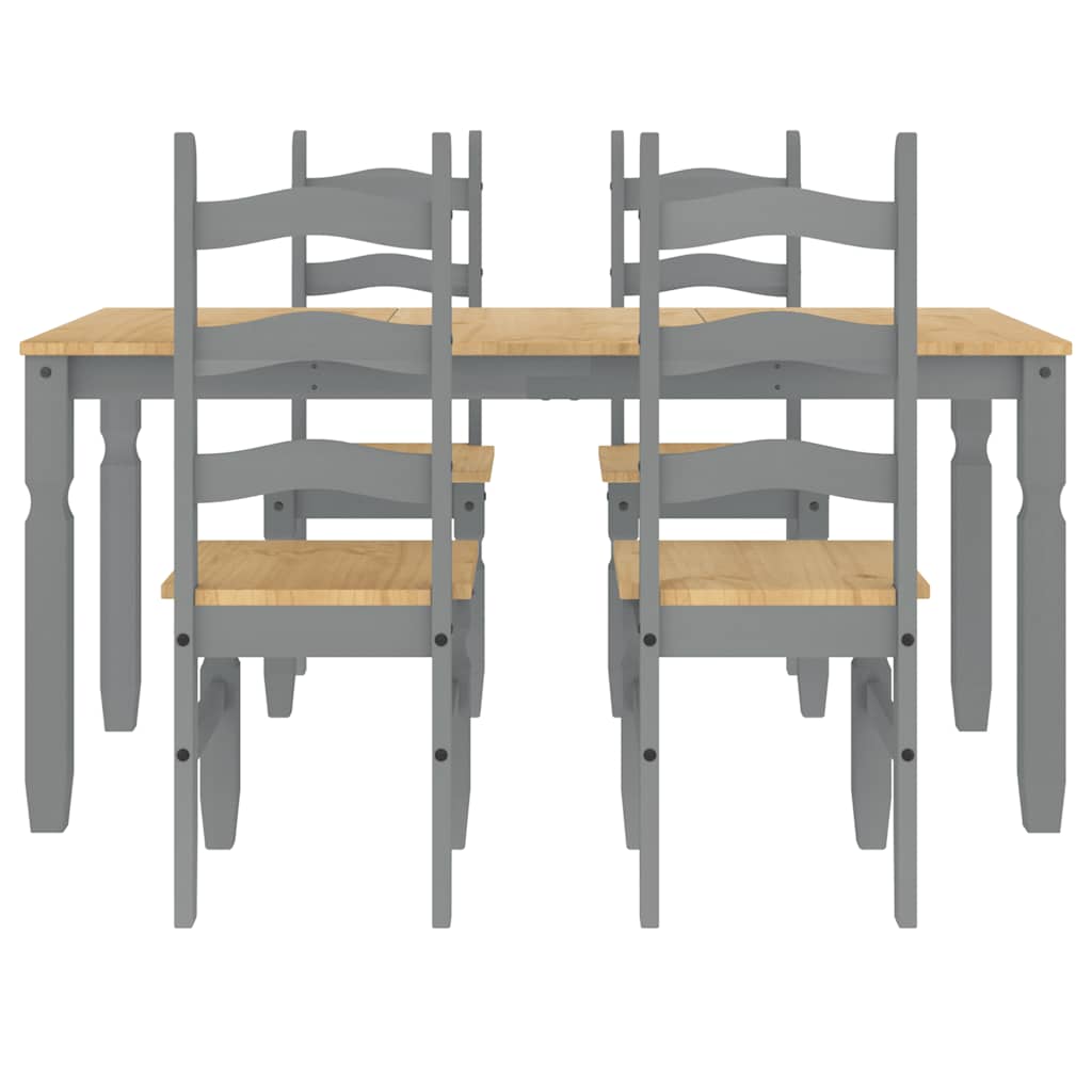 5 Piece Dining Set Panama Grey Solid Wood Pine