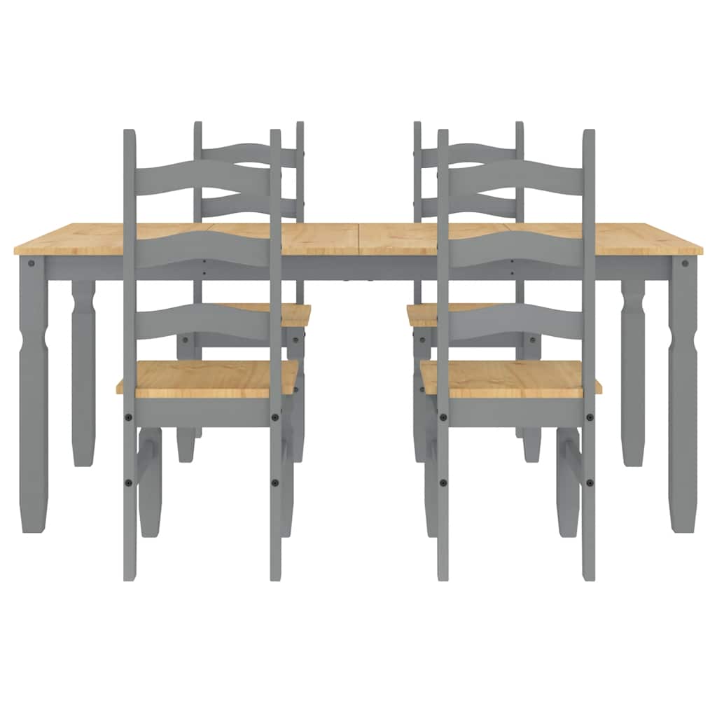 5 Piece Dining Set Panama Grey Solid Wood Pine