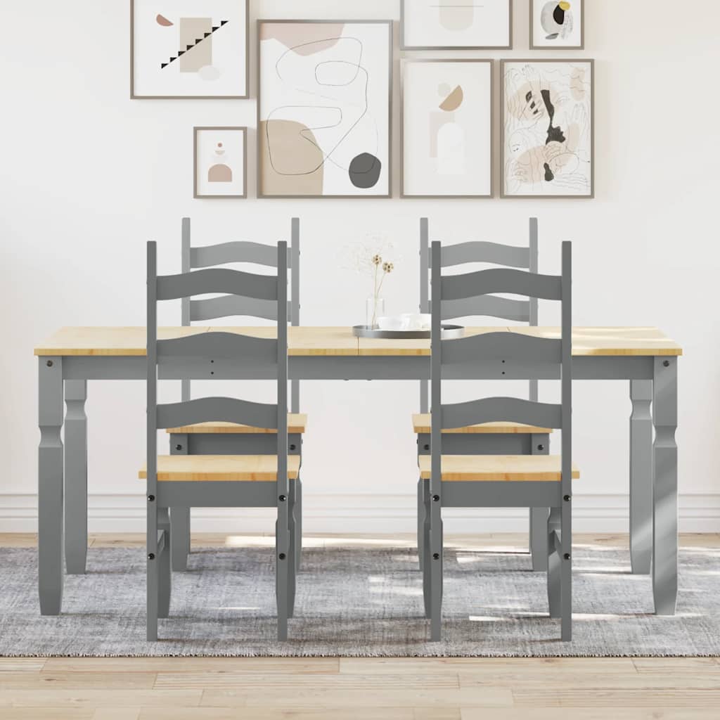 5 Piece Dining Set Panama Grey Solid Wood Pine