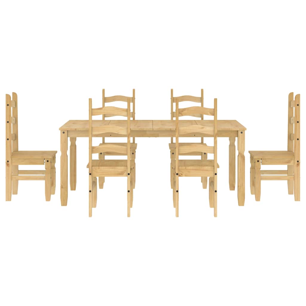 7 Piece Dining Set Panama Solid Wood Pine