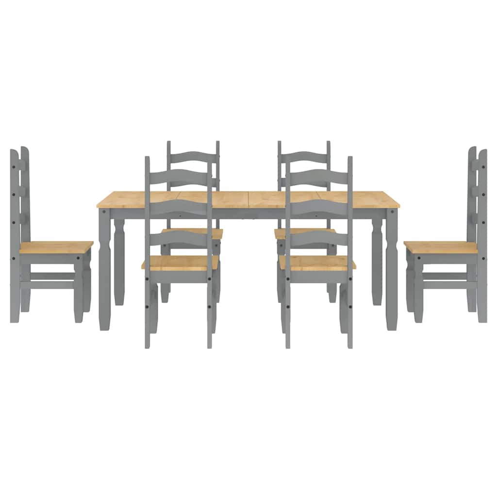 7 Piece Dining Set Panama Grey Solid Wood Pine