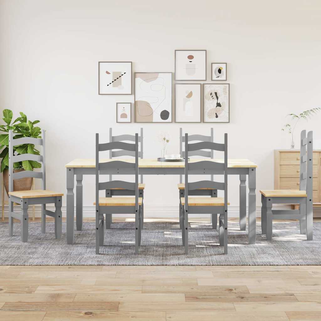 7 Piece Dining Set Panama Grey Solid Wood Pine