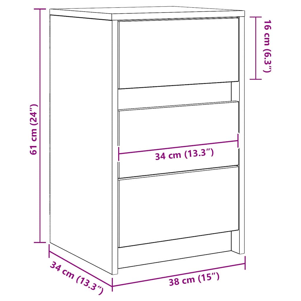 Bedside Cabinet with Old wood 38 x 34 x 61 cm Engineered wood