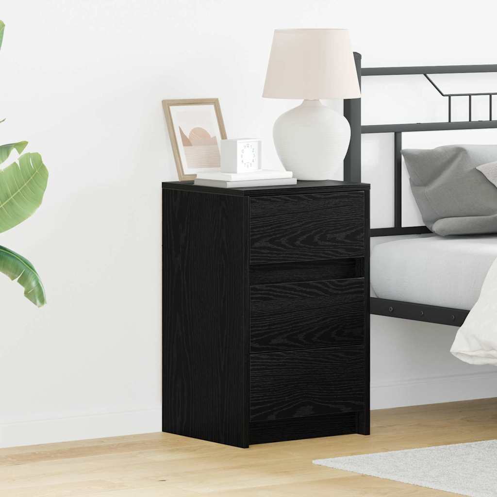 Bedside Cabinet with Black oak 38 x 34 x 61 cm Engineered wood