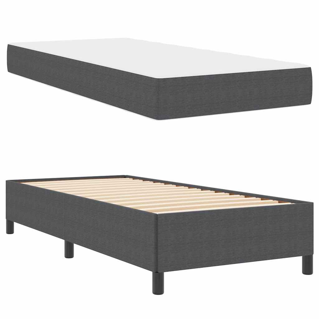Bed Frame Dark grey 90 x 200 cm Corduroy fabric