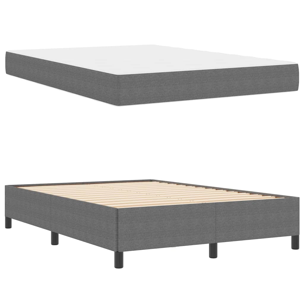 Bed Frame Light grey 140 x 190 cm Corduroy fabric