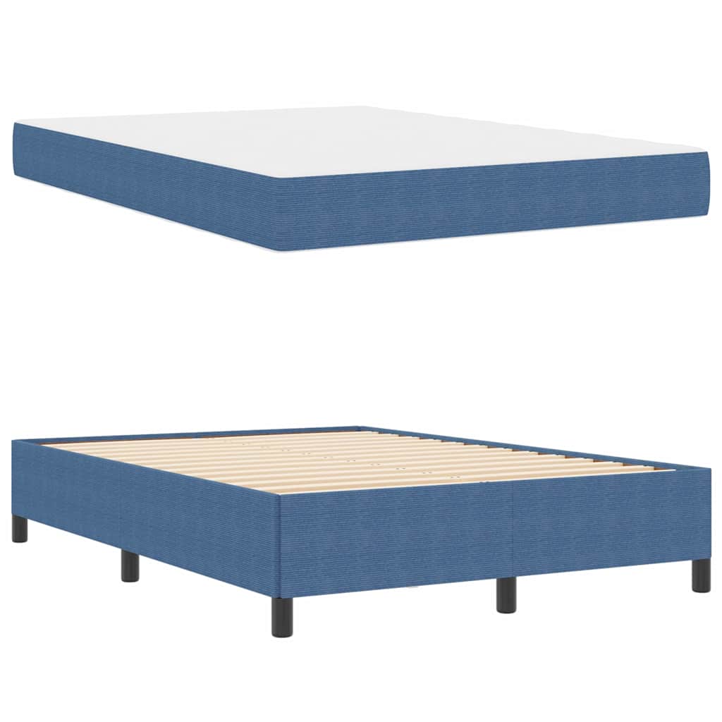Bed Frame Blue 140 x 190 cm Corduroy fabric