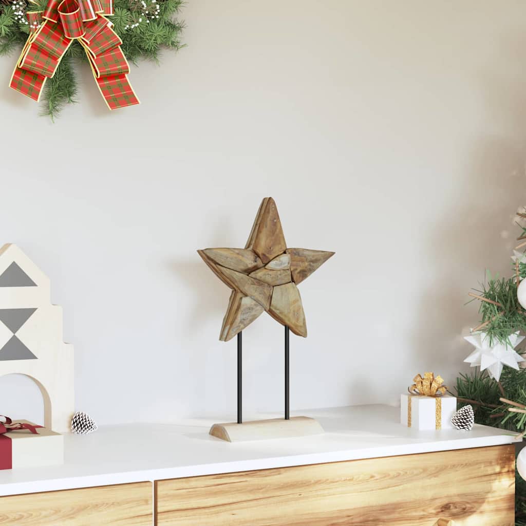 Christmas Star Brown 30 x 5 x 45 cm Solid Teak Wood