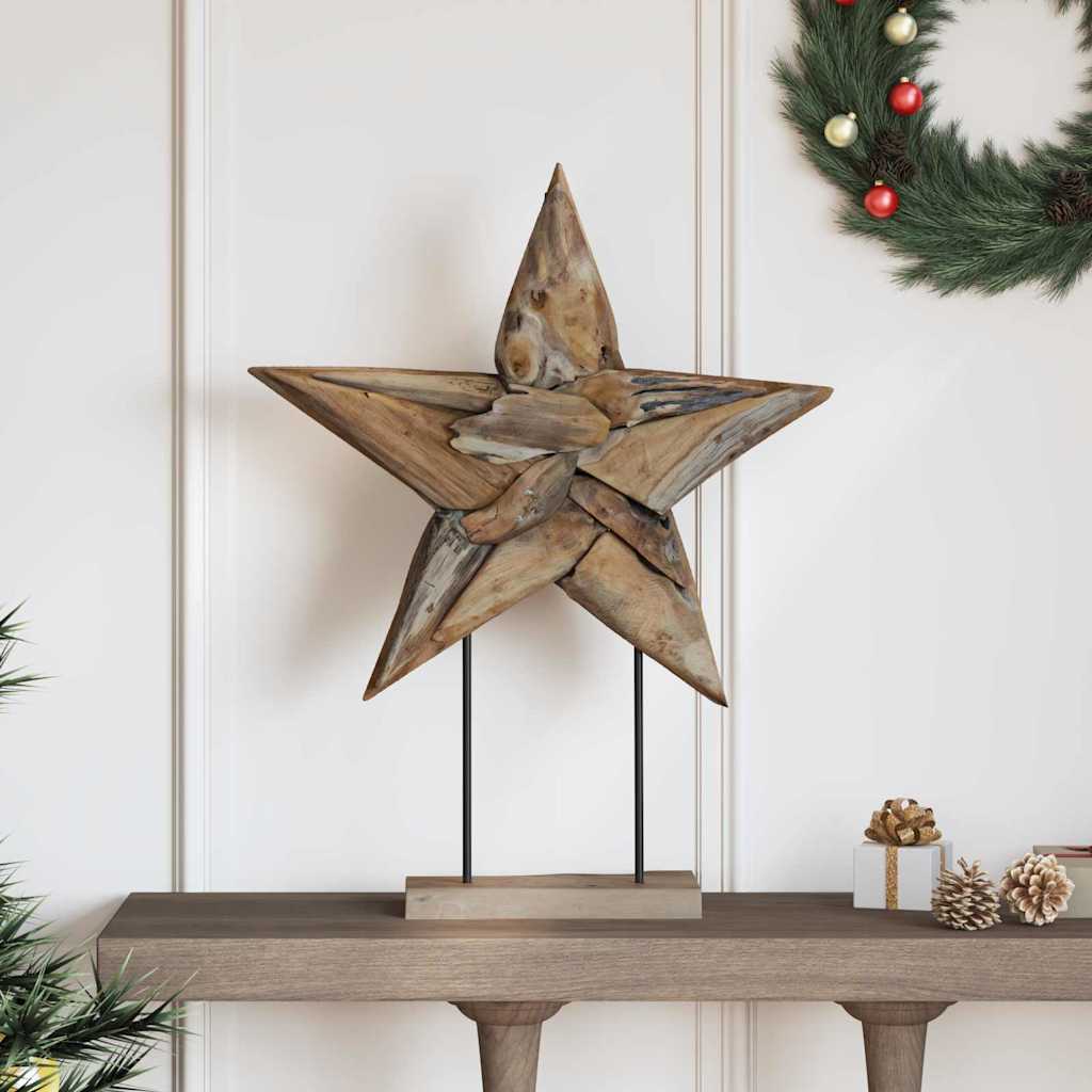 Christmas Star Brown 60 x 5 x 75 cm Solid Teak Wood