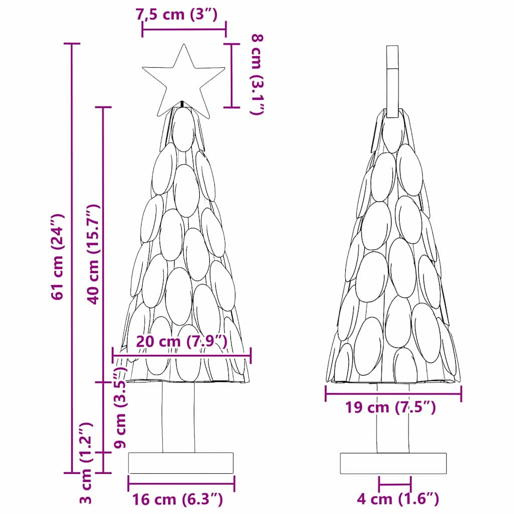 Christmas Tree with Stand Brown 60 cm Solid teak wood