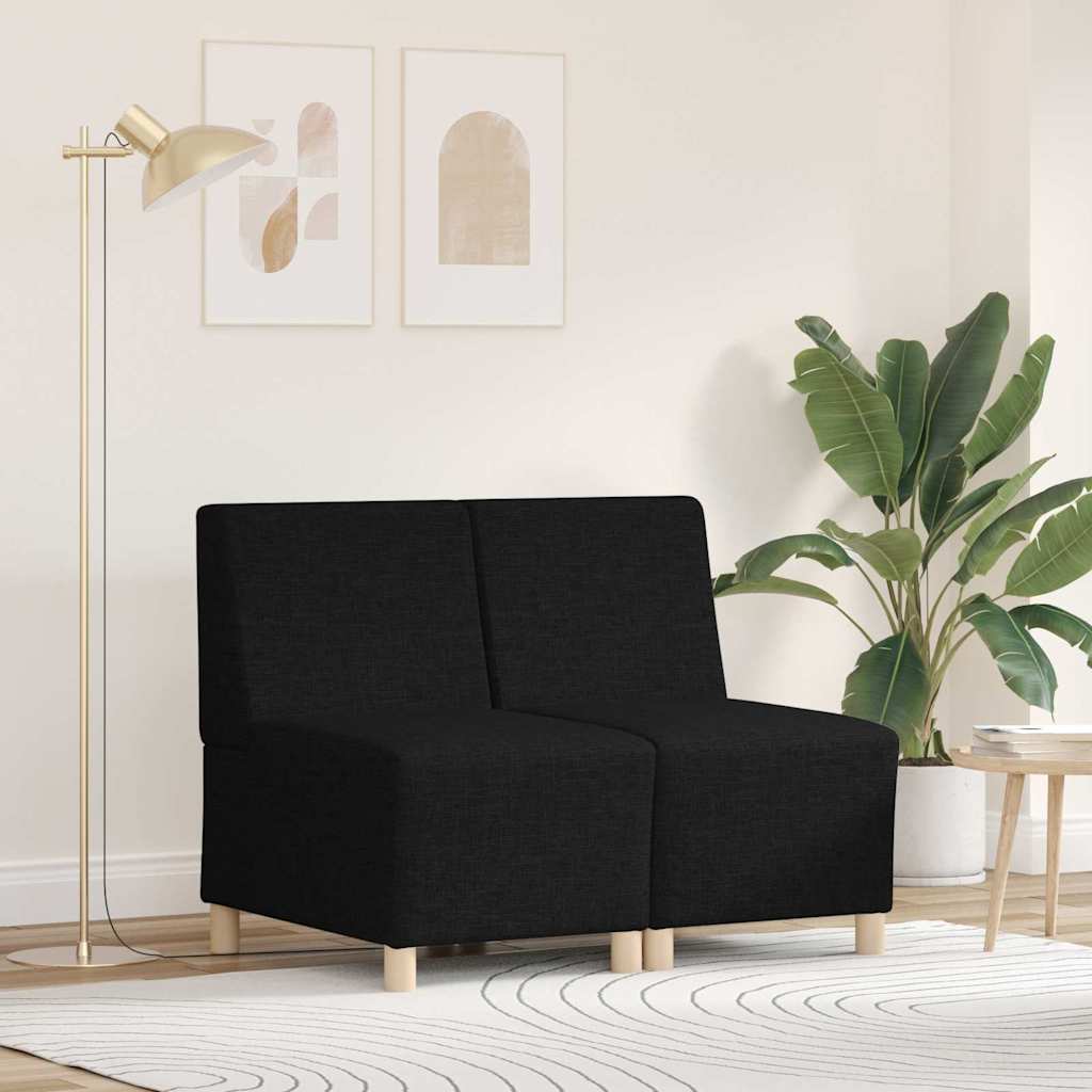 Modular Sofa Unit Armless 2 pcs Black 55 x 74 x 82 cm Fabric
