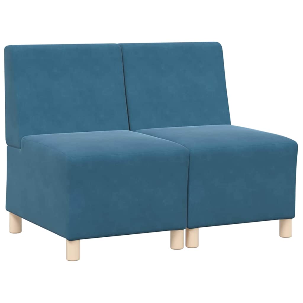 Modular Sofa Unit Armless 2 pcs Blue 55 x 74 x 82 cm Velvet