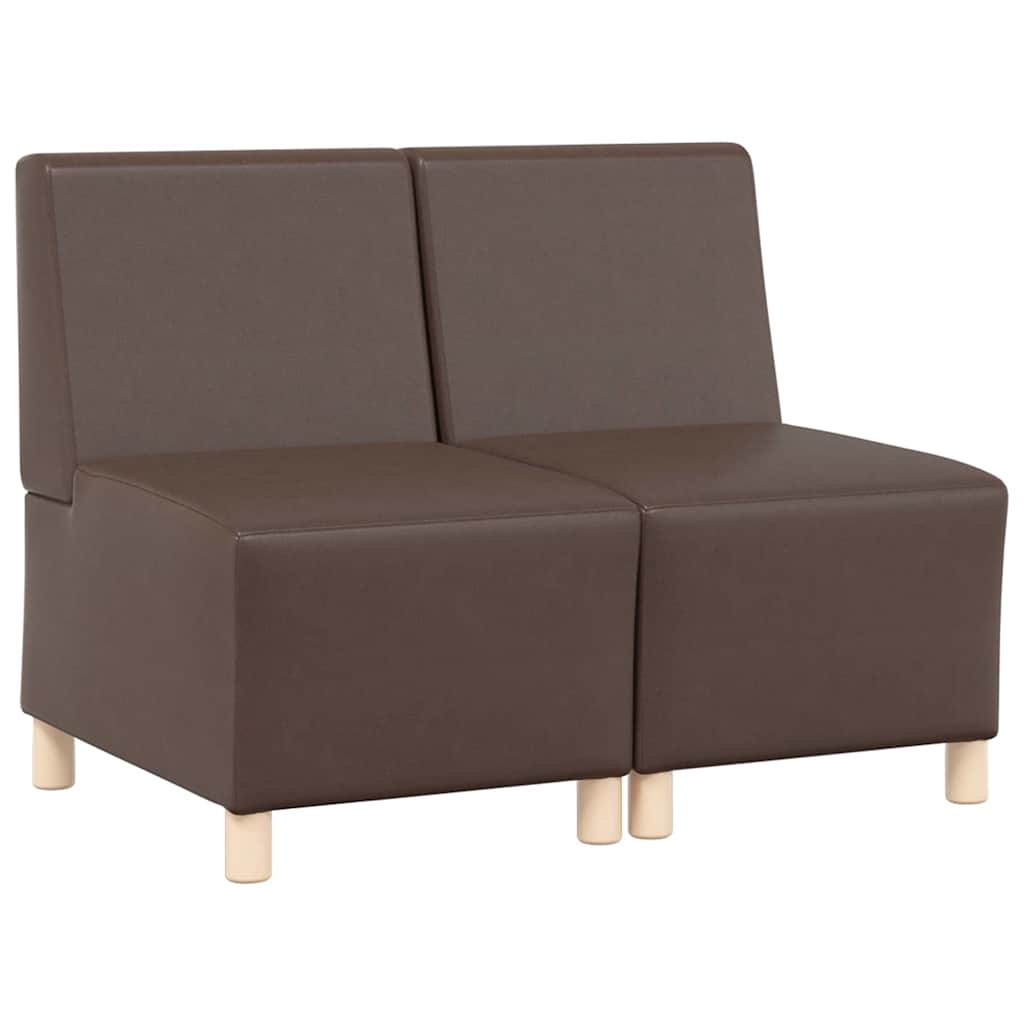 Modular Sofa Unit Armless 2 pcs Brown 55 x 74 x 82 cm
