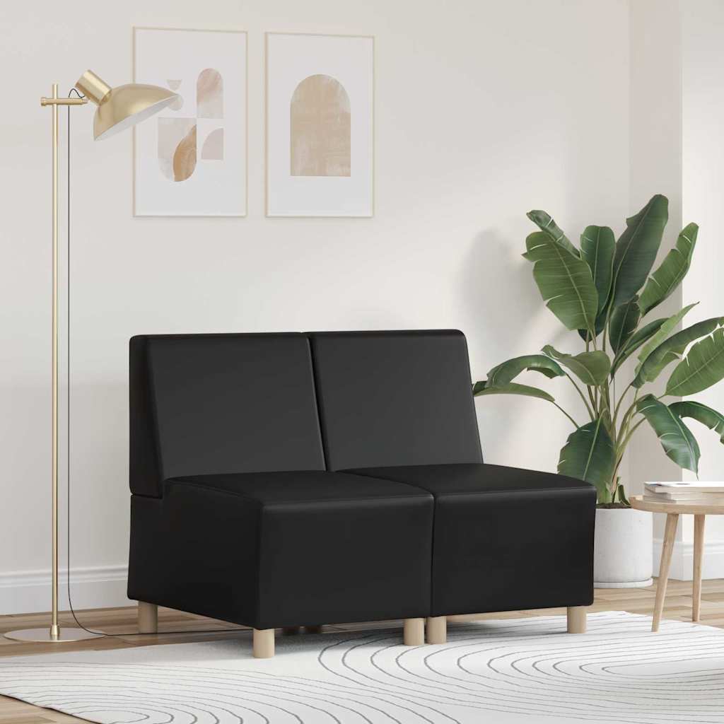 Modular Sofa Unit Armless 2 pcs Black 55 x 74 x 82 cm