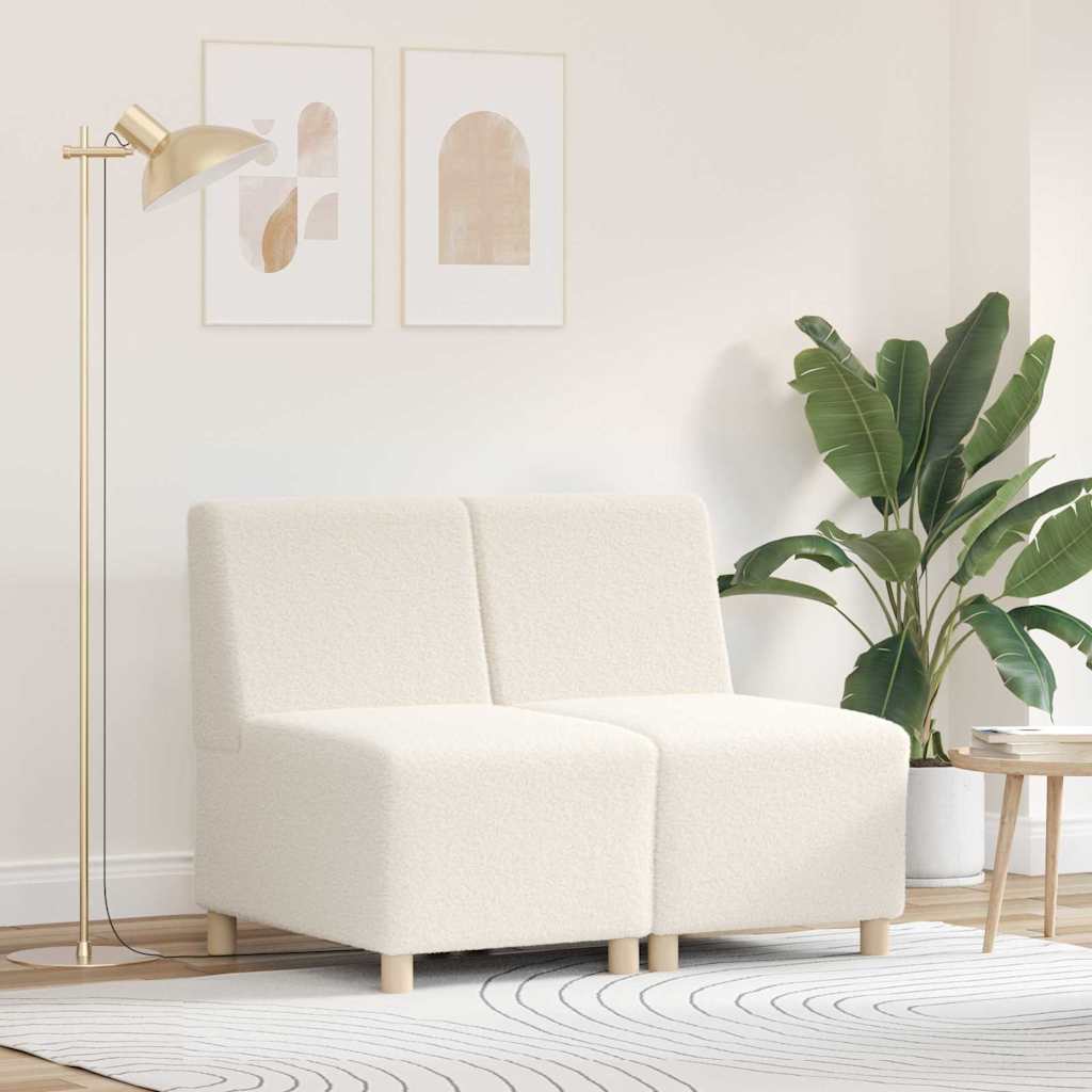 Modular Sofa Unit Armless 2 pcs Cream 55 x 74 x 82 cm