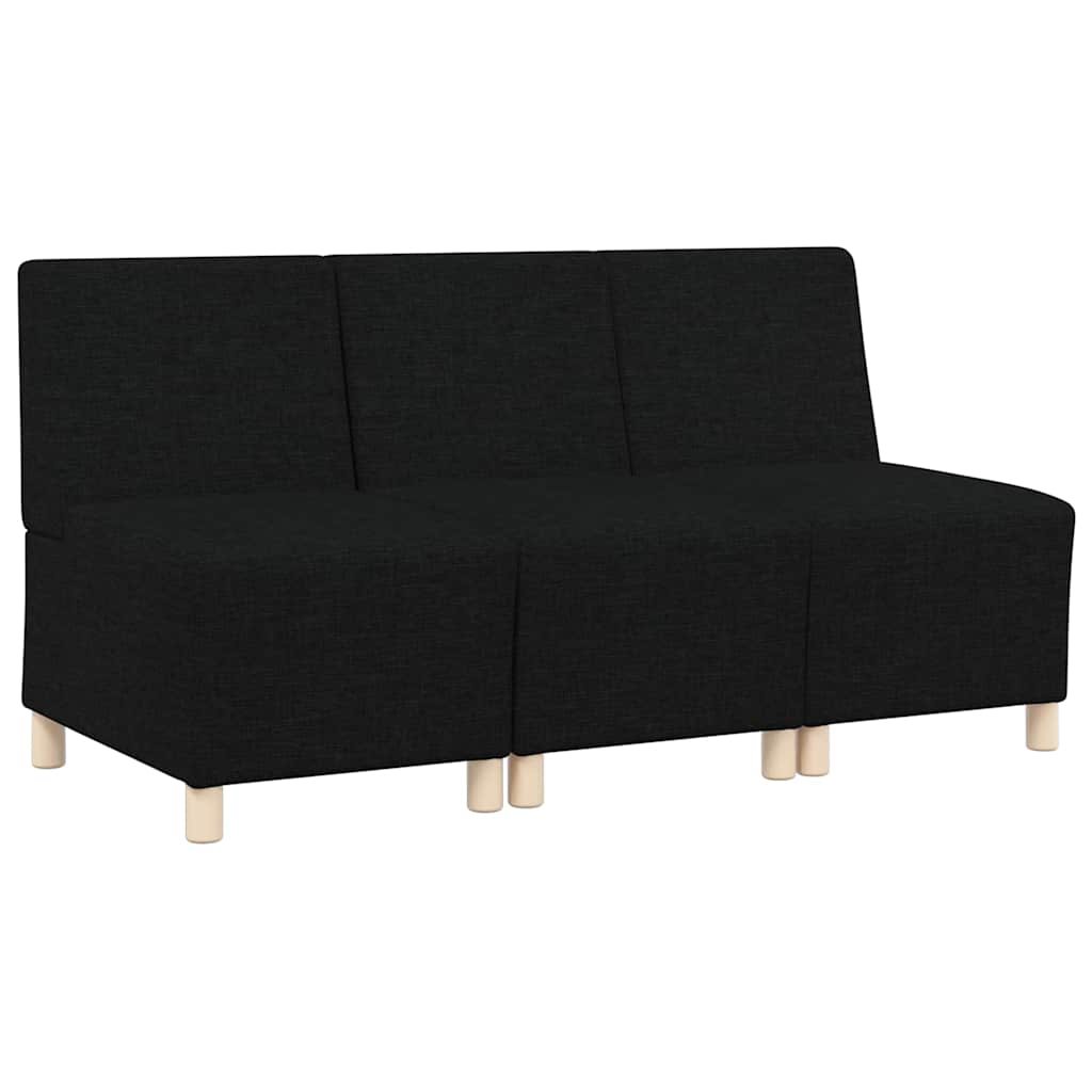 Modular Sofa Unit Armless 3 pcs Black 55 x 74 x 82 cm Fabric