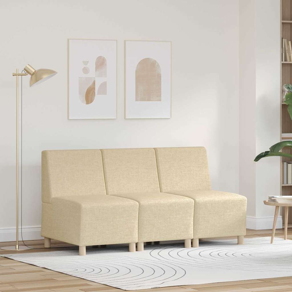 Modular Sofa Unit Armless 3 pcs Cream 55 x 74 x 82 cm Fabric