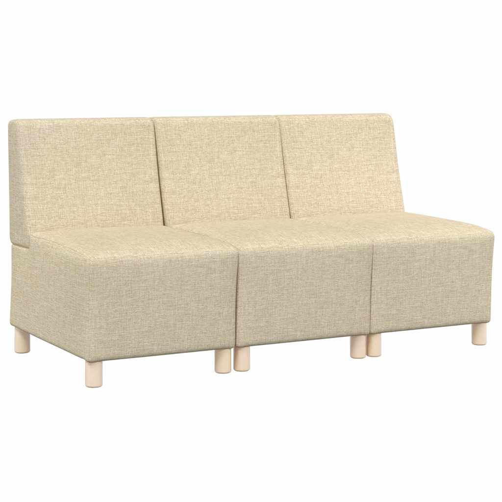 Modular Sofa Unit Armless 3 pcs Cream 55 x 74 x 82 cm Fabric