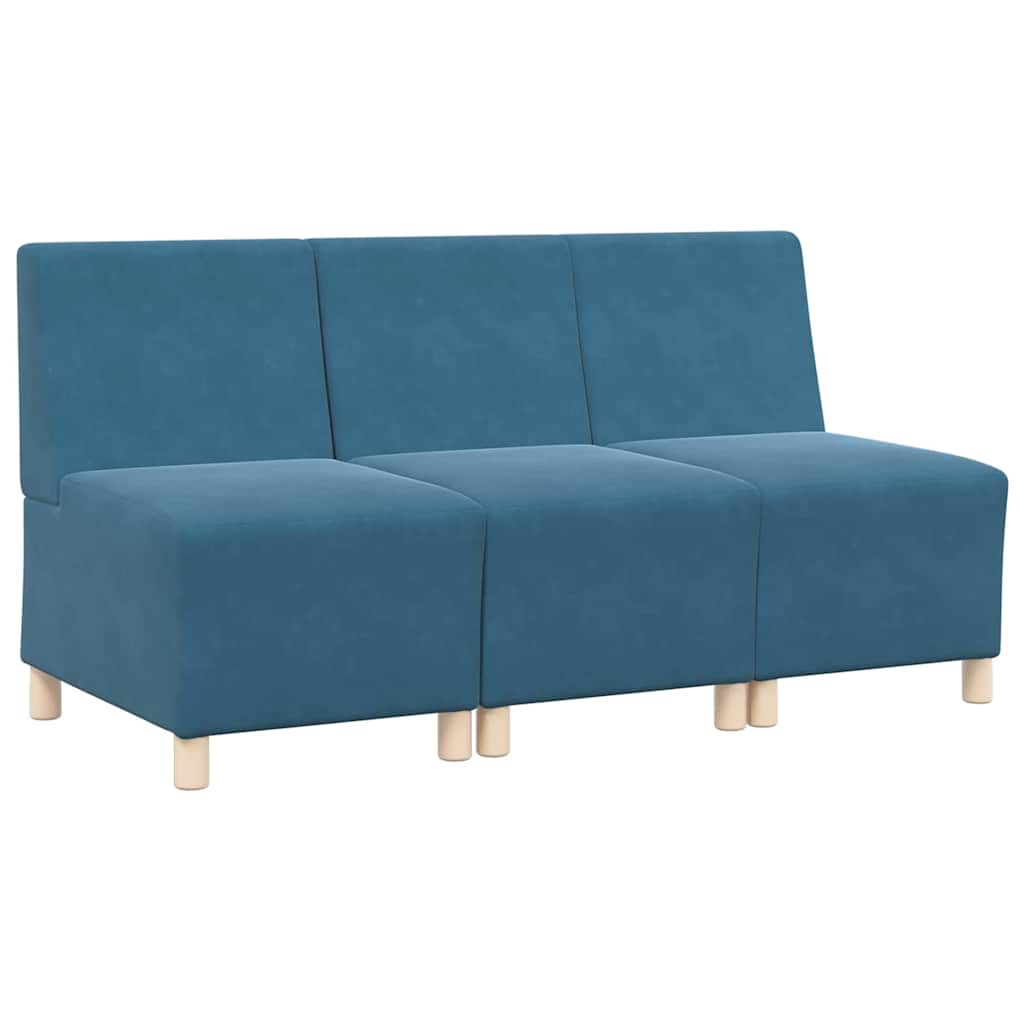 Modular Sofa Unit Armless 3 pcs Blue 55 x 74 x 82 cm Velvet